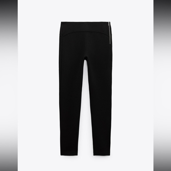 Zara thick black leggings with side zipper size extra large - Picture 1 of 6